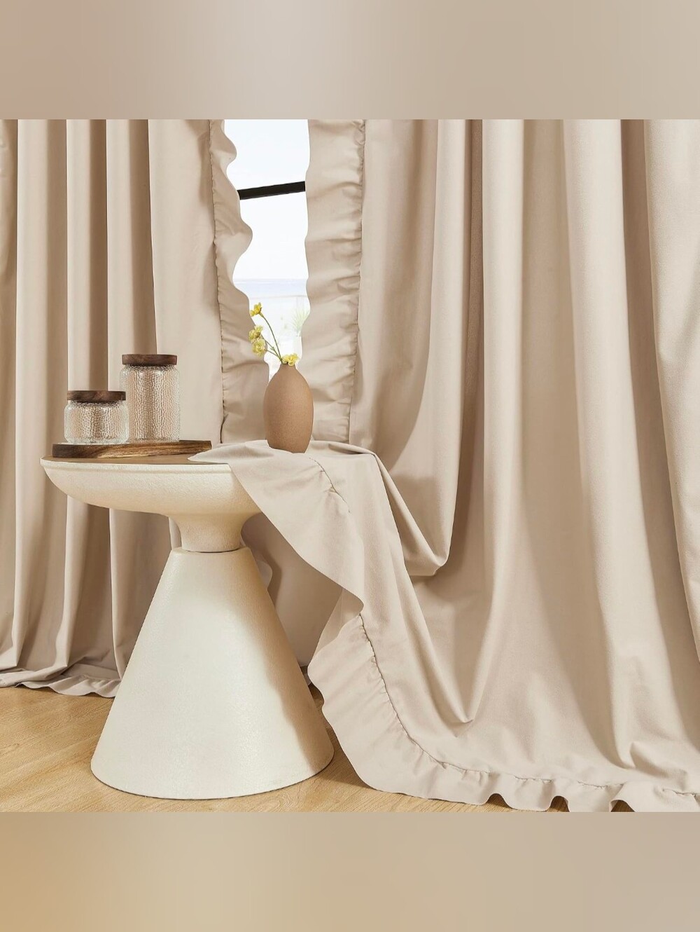 Soft Ruffle Curtain Panel - Cream